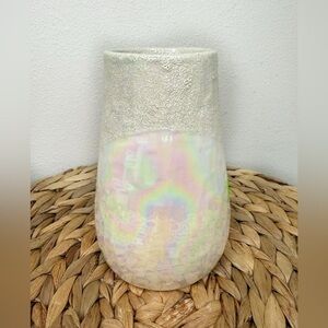 NWT Anthropologie Accents vase White iridescent Mixed Texture made in portugal